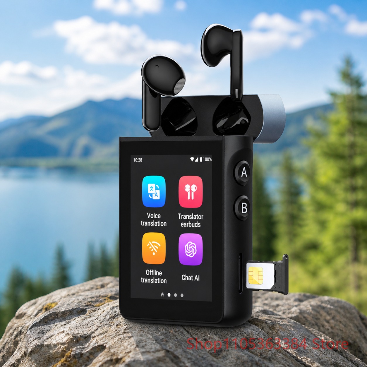 Portable Translator Device - Wooask A9 4G+WiFi AI Translator Earbuds,