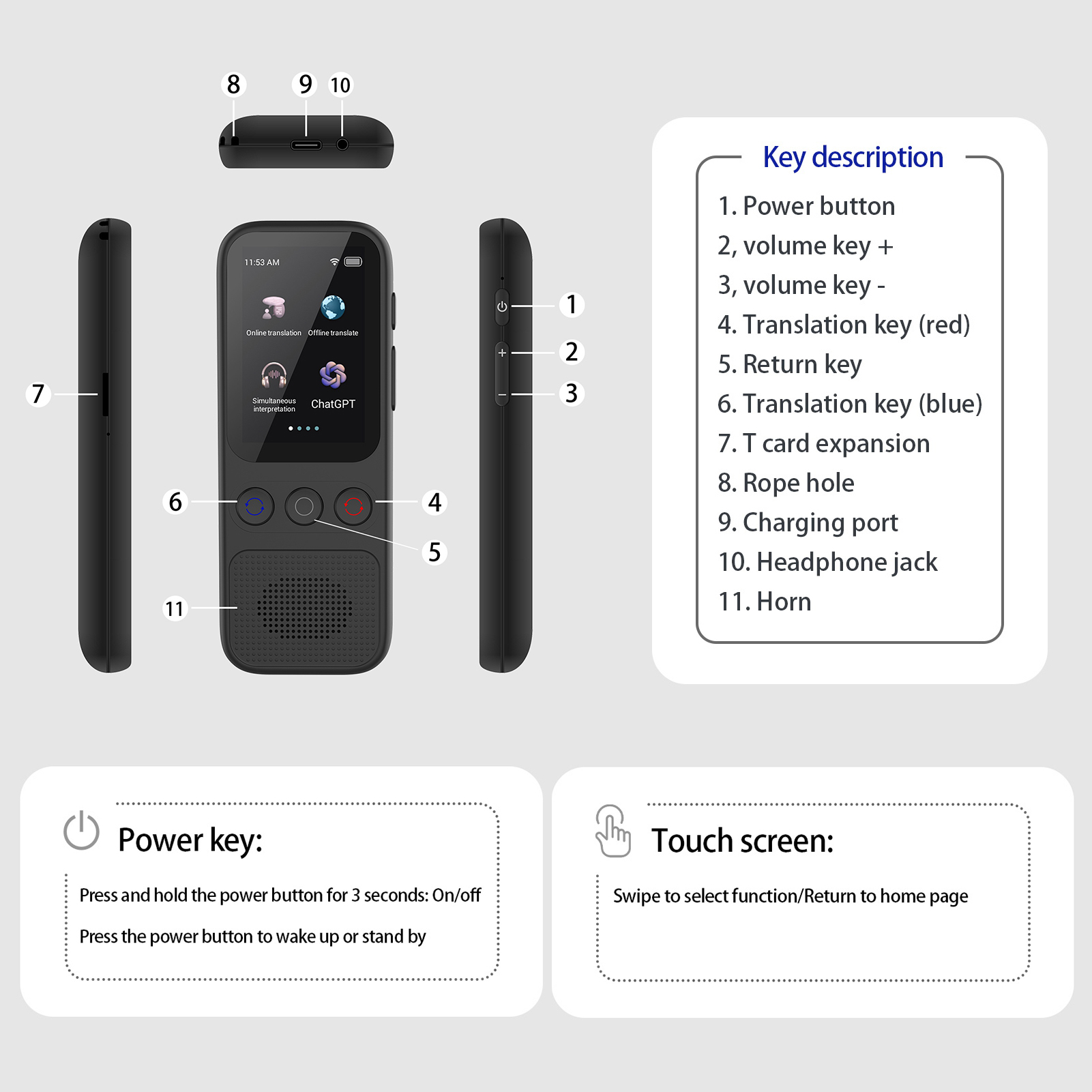 S80 Language AI Translator Dev - Portable Translator Device reseña y precio