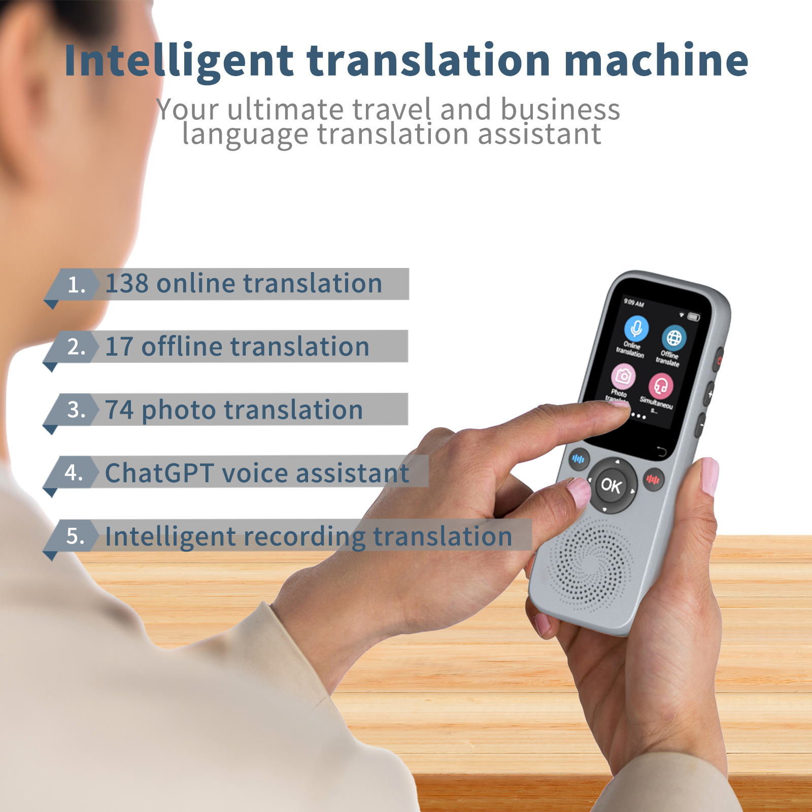 High-end AI Translator No WiFi - Portable Translator Device reseña y precio